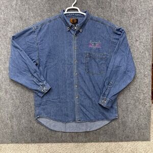 International Denim jean button up shirt men's size 2XL western cowboy buffalo